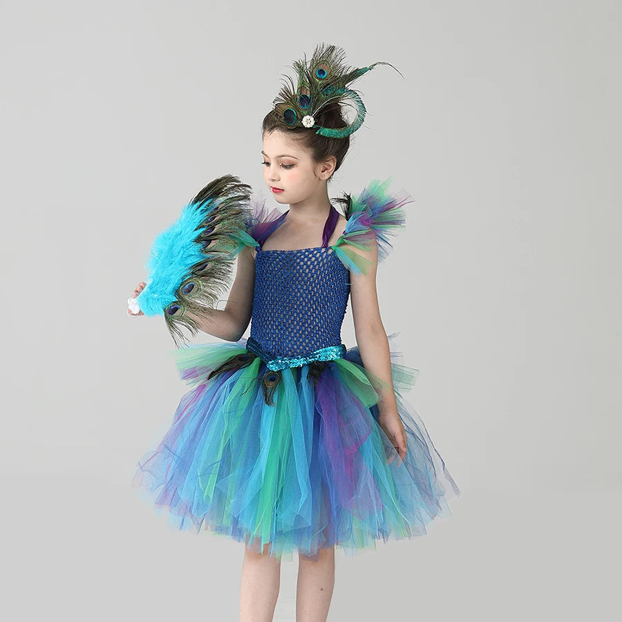 Couture Royal Peacock Tutu Dress Kids