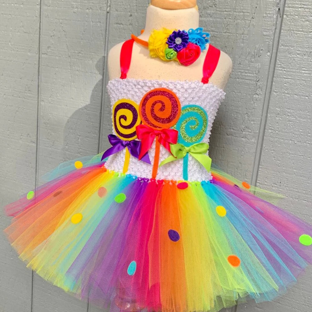 Rainbow Candy Candyland Tutu Lollipop Costume Kids