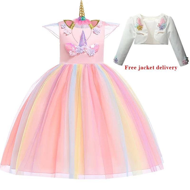 Unicorn Tutu Costume Pastel Rainbow Princess Kids