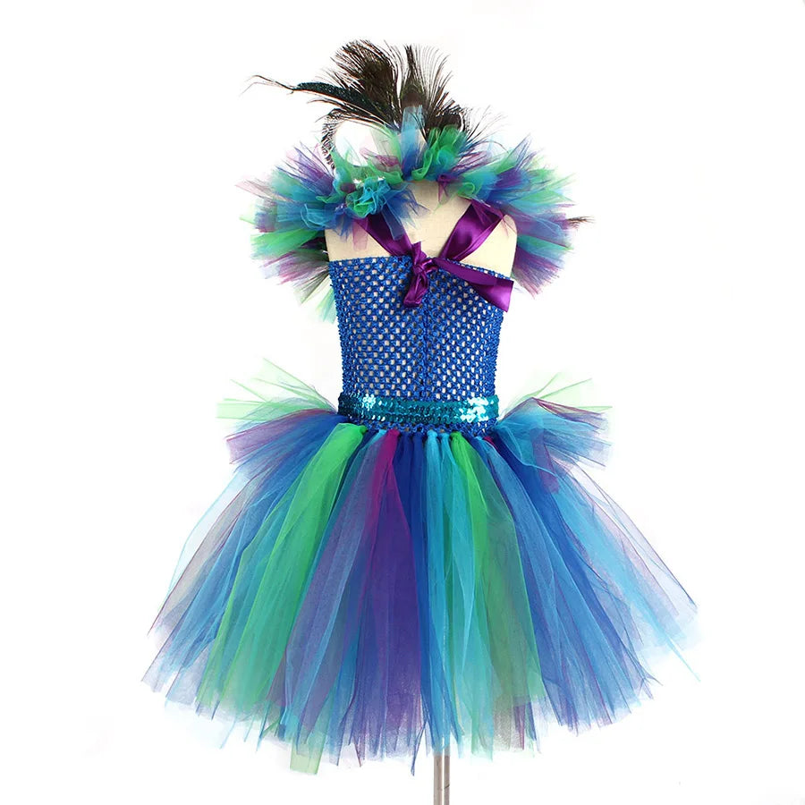 Couture Royal Peacock Tutu Dress Kids