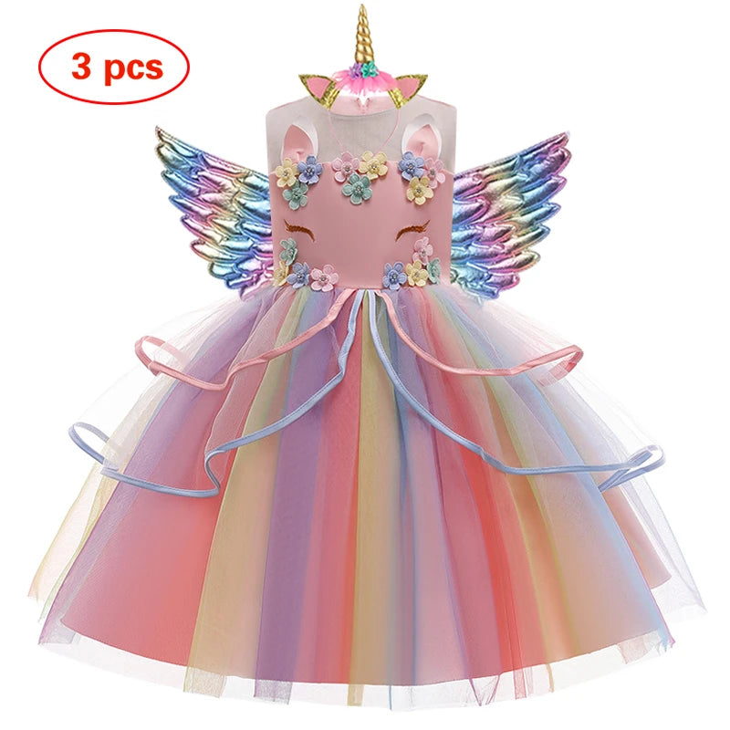 Unicorn Tutu Costume Pastel Rainbow Princess Kids