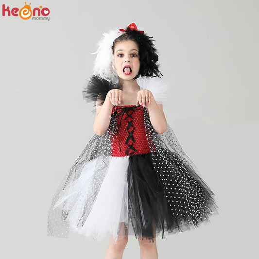 Cruella DeVille Dalmatians Costume Tutu Dress Kids