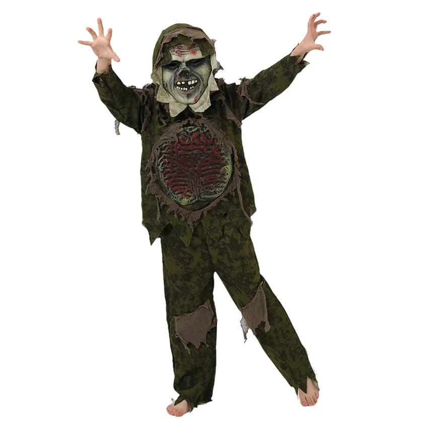 Swamp Monster Halloween Costumes for Kids Ghost Zombie Mask Camouflage