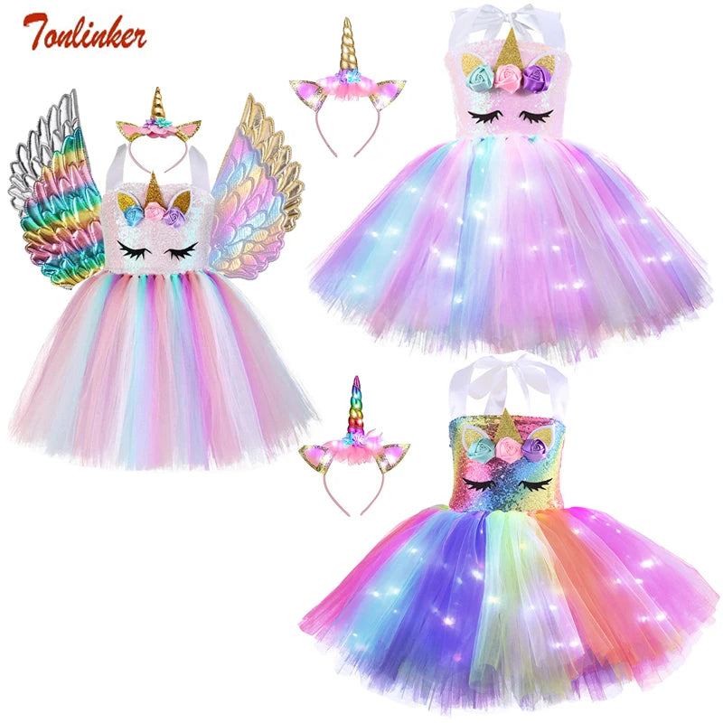 Unicorn Tutu Costume LED Lights Kids