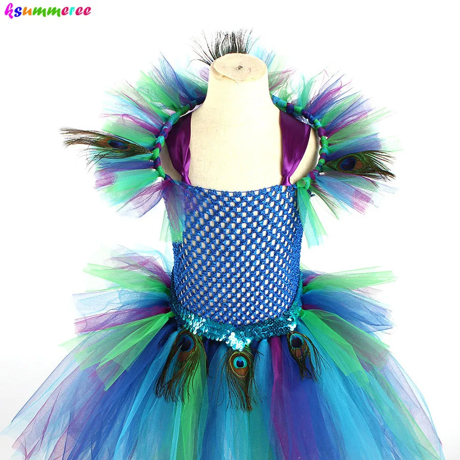 Couture Royal Peacock Tutu Dress Kids