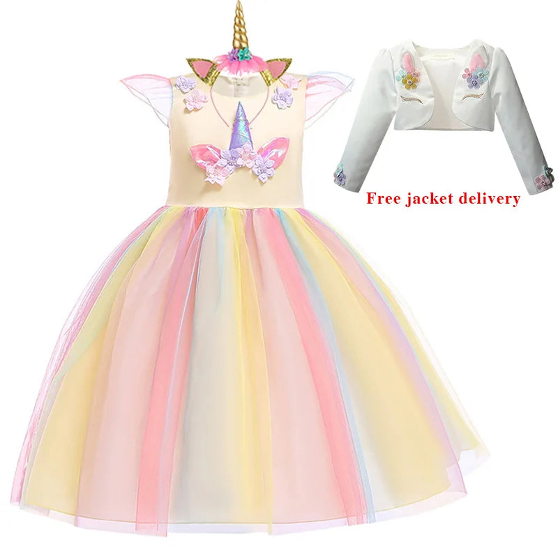 Unicorn Tutu Costume Pastel Rainbow Princess Kids