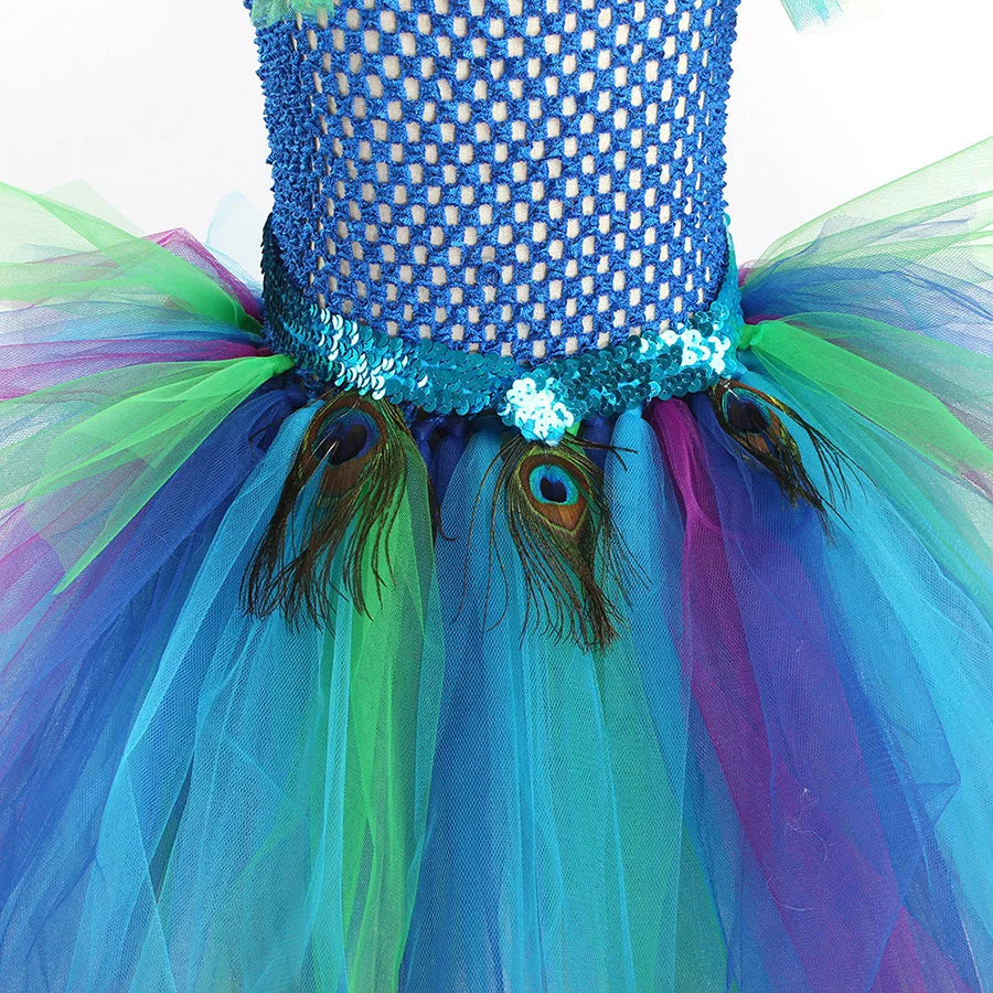 Couture Royal Peacock Tutu Dress Kids