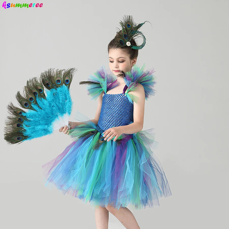 Couture Royal Peacock Tutu Dress Kids