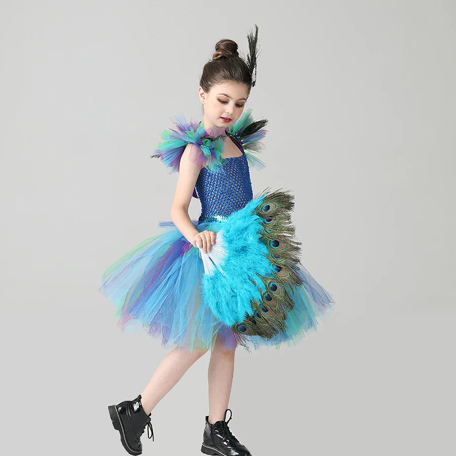 Couture Royal Peacock Tutu Dress Kids