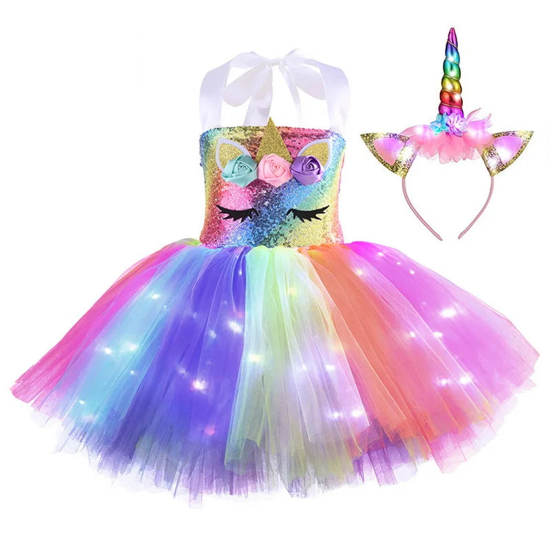 Unicorn Tutu Costume LED Lights Kids