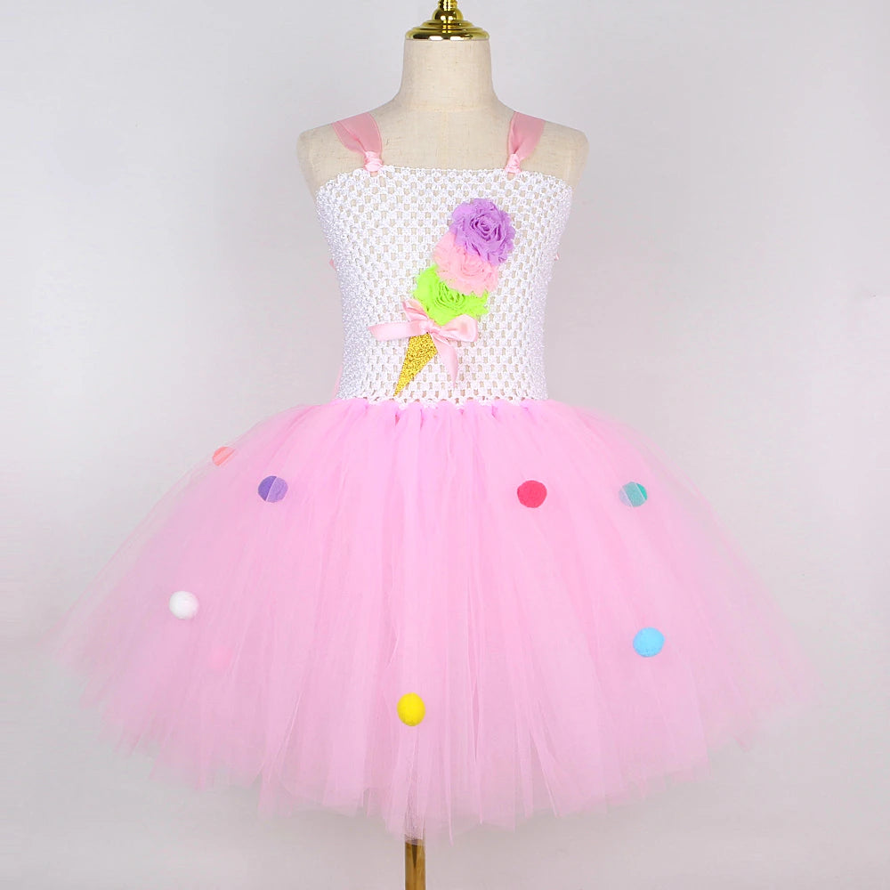 Ice Cream Tutu Dress Costume Kids Pink