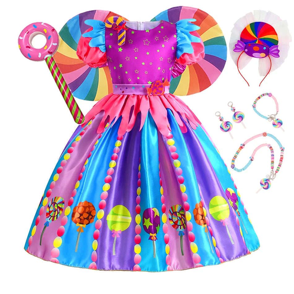 Princess Candy Dress CandyLand lollipop Costume Kids Tutu