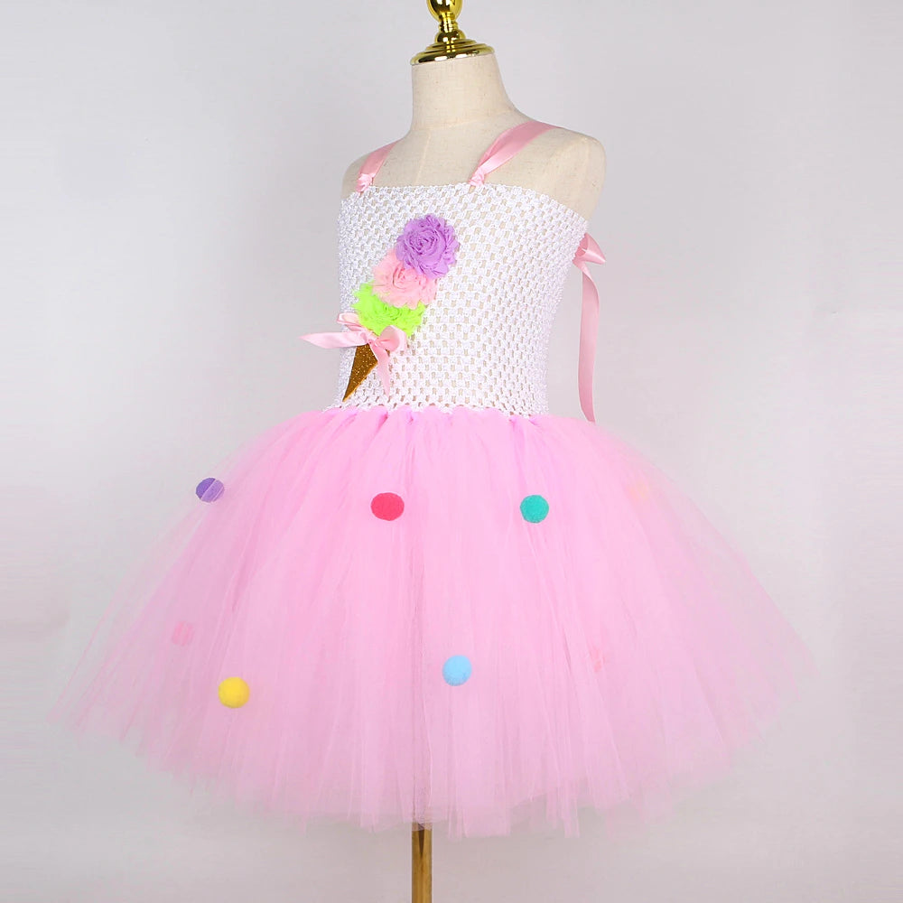 Ice Cream Tutu Dress Costume Kids Pink