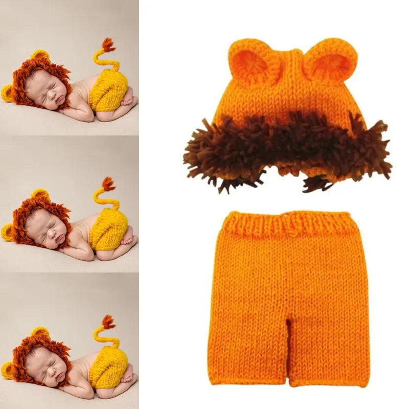 Newborn Costume Crochet Kids Infant Animals Dino Ogre Bunny Lion Bee Snail Fox