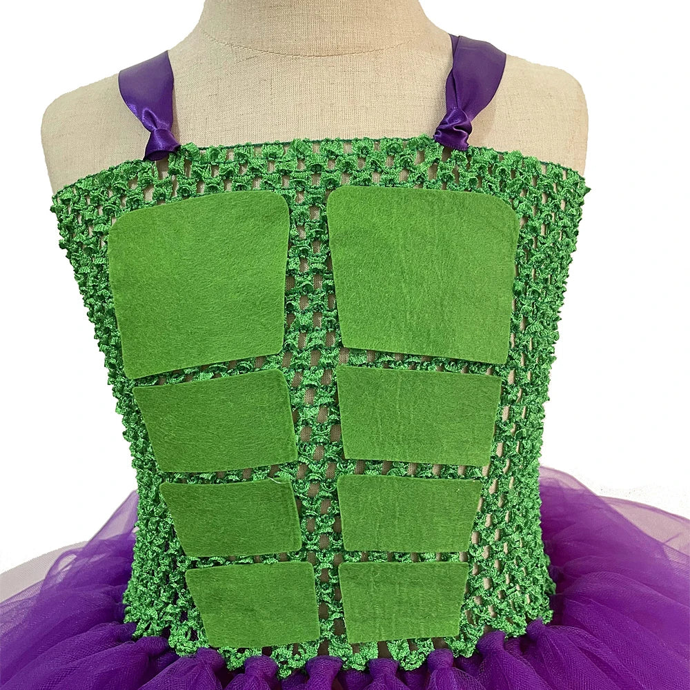 Hulk Tutu Dress Costume Kids Purple Green