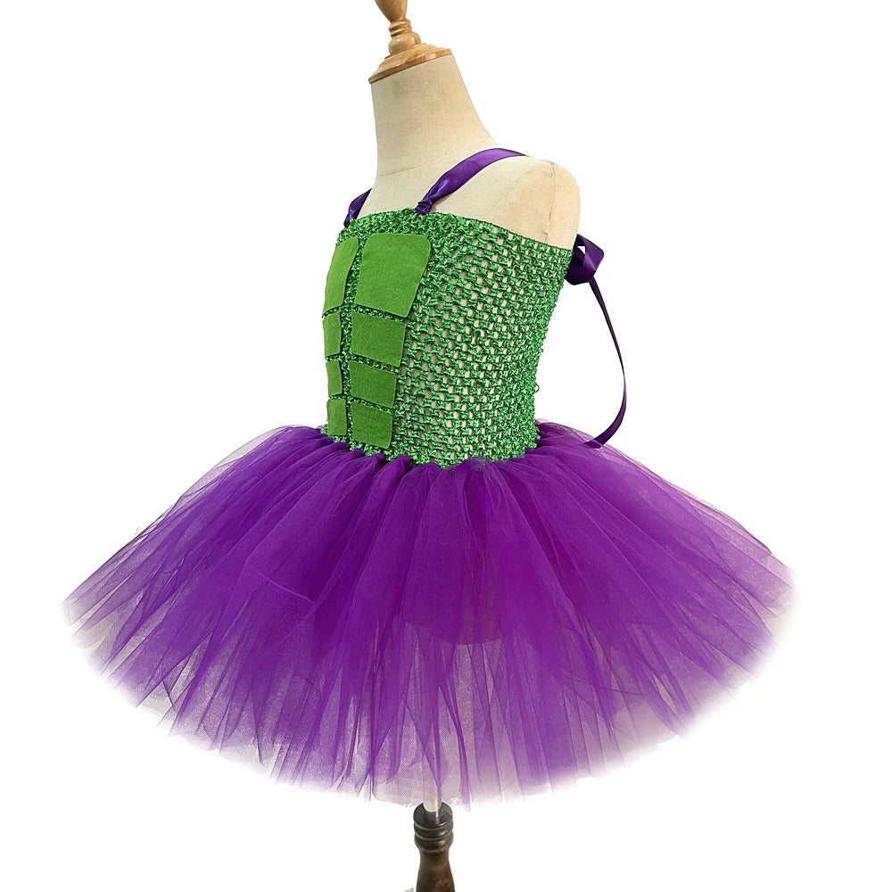 Hulk Tutu Dress Costume Kids Purple Green