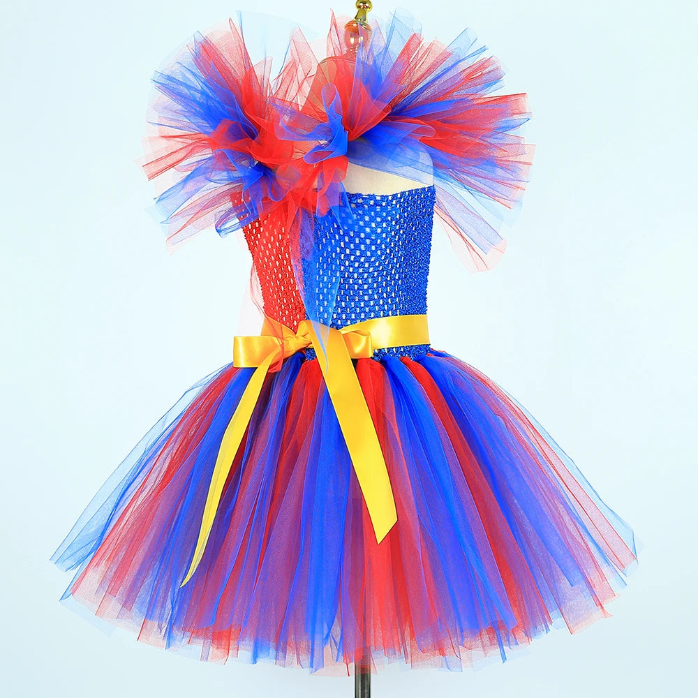 Clown Costume Tutu Dress Circus Kids Pomni