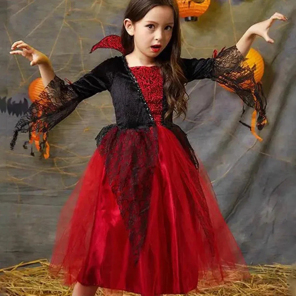 Villain Evil Queen Gothic Devil Vampire Bride Costume Kids