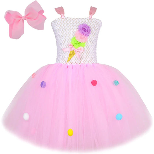 Ice Cream Tutu Dress Costume Kids Pink