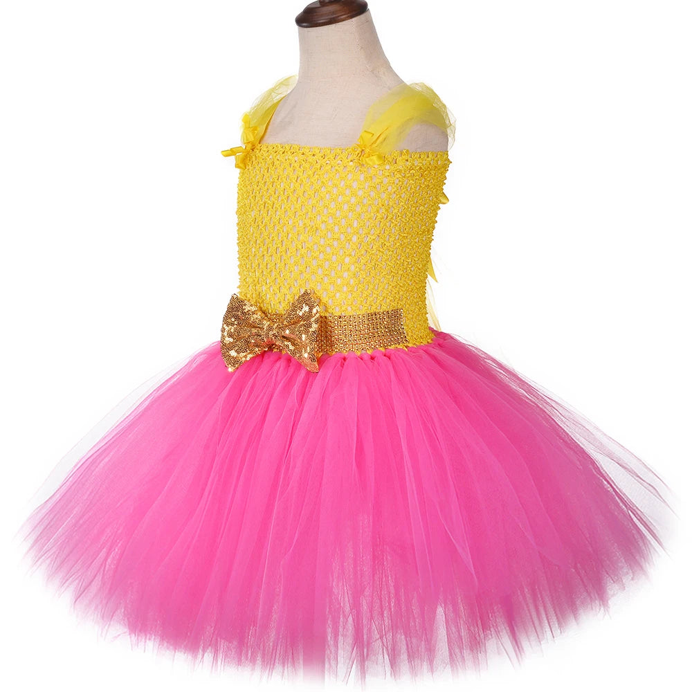 Lol Surprise Costumes for Girls Tutu Dress Costume Glitter Queen Pink Yellow