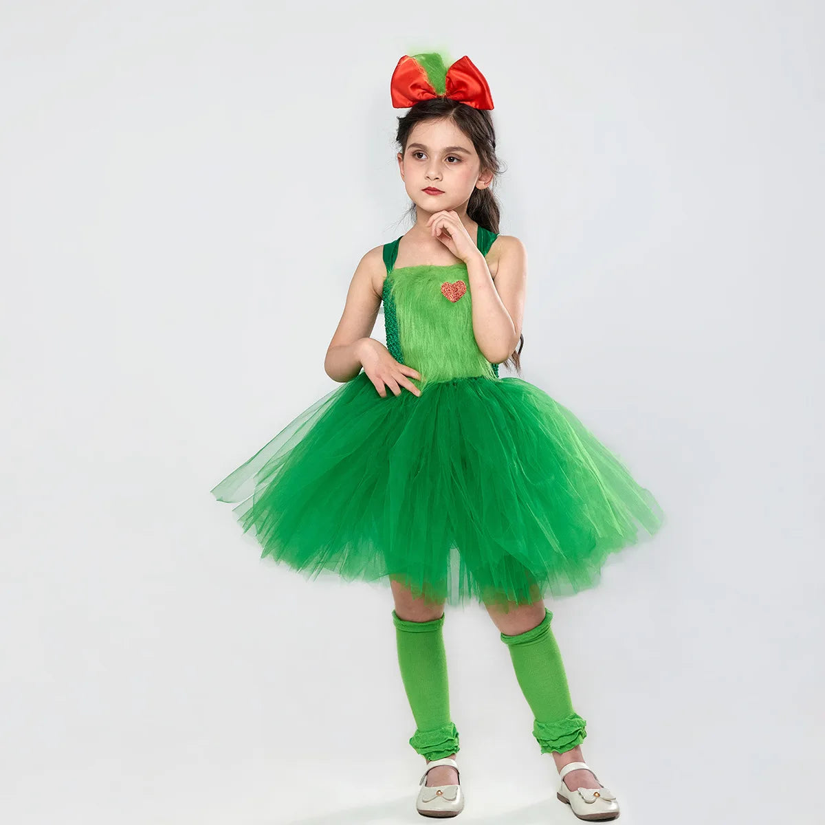 Green Furry Monster Grinch Costume Kids