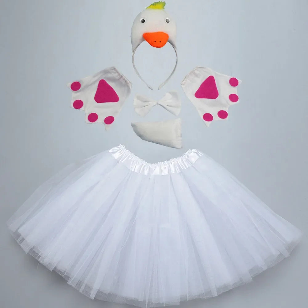 Chicken Duck Chick Tutu Costume Black White Yellow Kid Teen