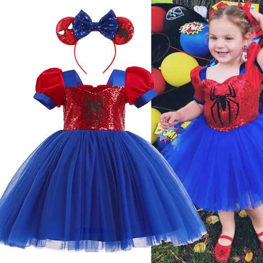 Marvel Spider Girl tutu Costumes Kids Sequin