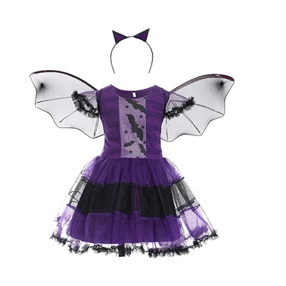 Fantasy Bat Vampire Vampirina Witch Wizard Villain Dress Costumes Kid