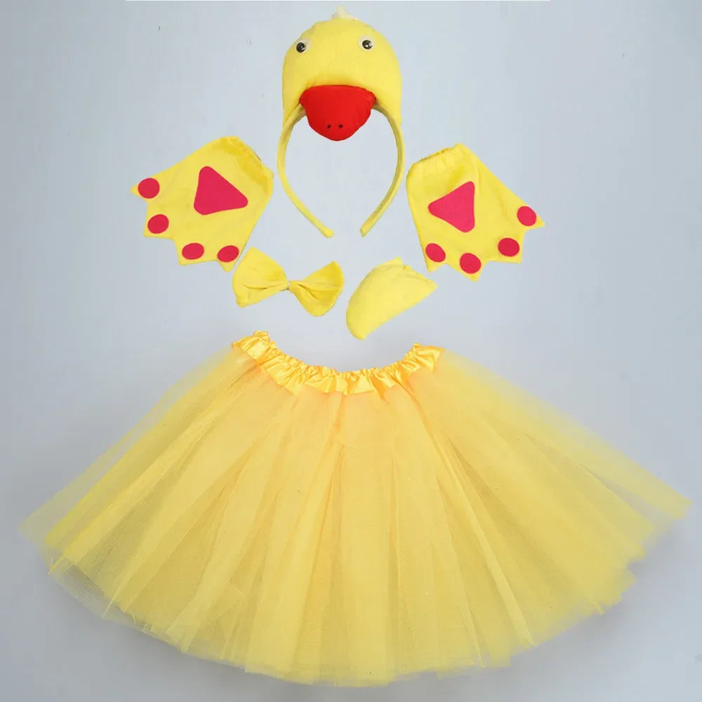 Chicken Duck Chick Tutu Costume Black White Yellow Kid Teen