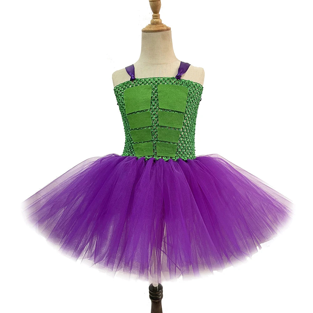 Hulk Tutu Dress Costume Kids Purple Green