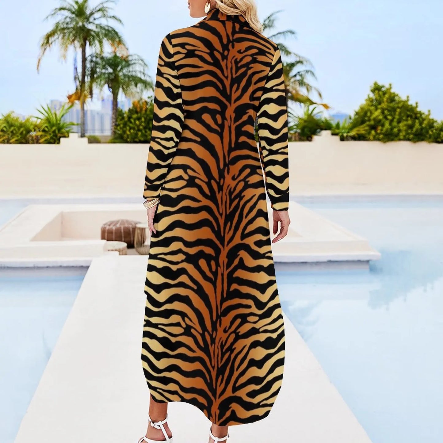 Tiger Stripes Animal Print Shirt Dress