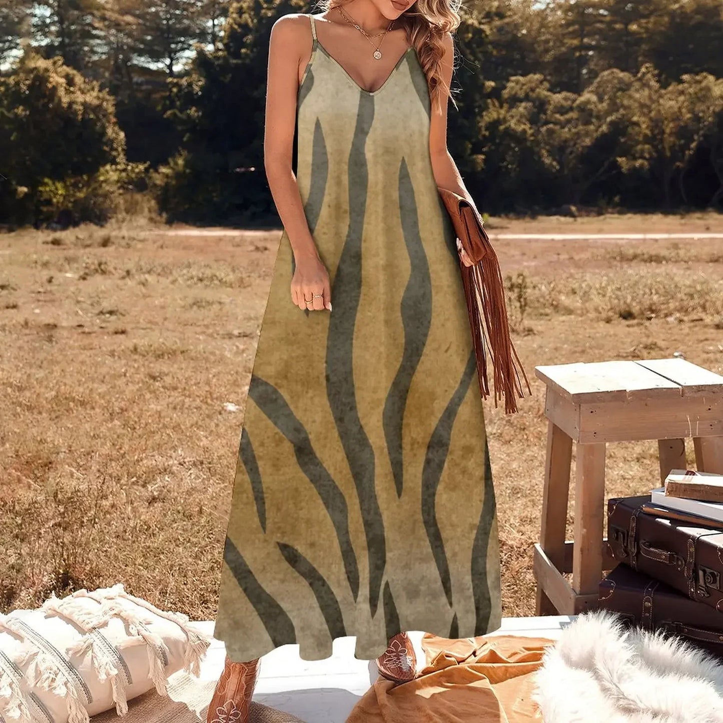 Tiger Sleeveless Maxi Dress