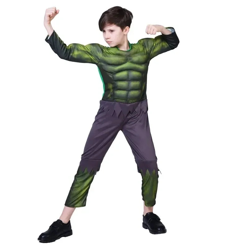 Hulk Muscle Costume Superhero Mask Fist Plush Gloves Kids