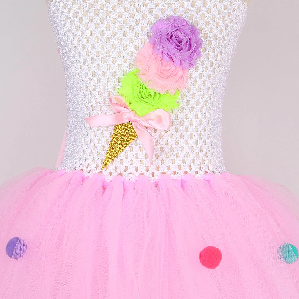 Ice Cream Tutu Dress Costume Kids Pink