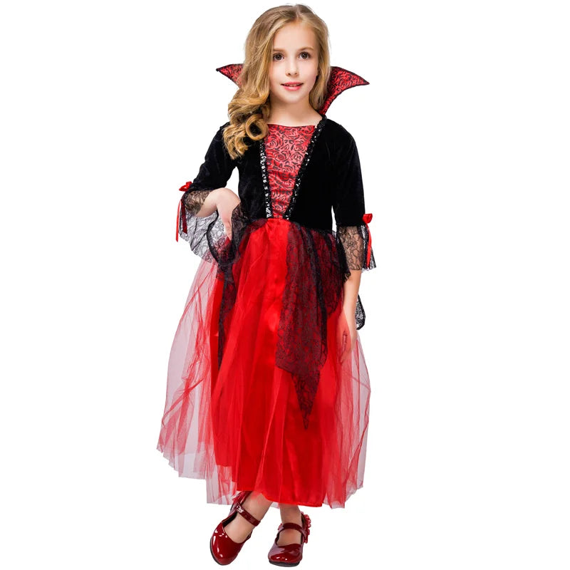 Fantasy Bat Vampire Vampirina Witch Wizard Villain Dress Costumes Kid