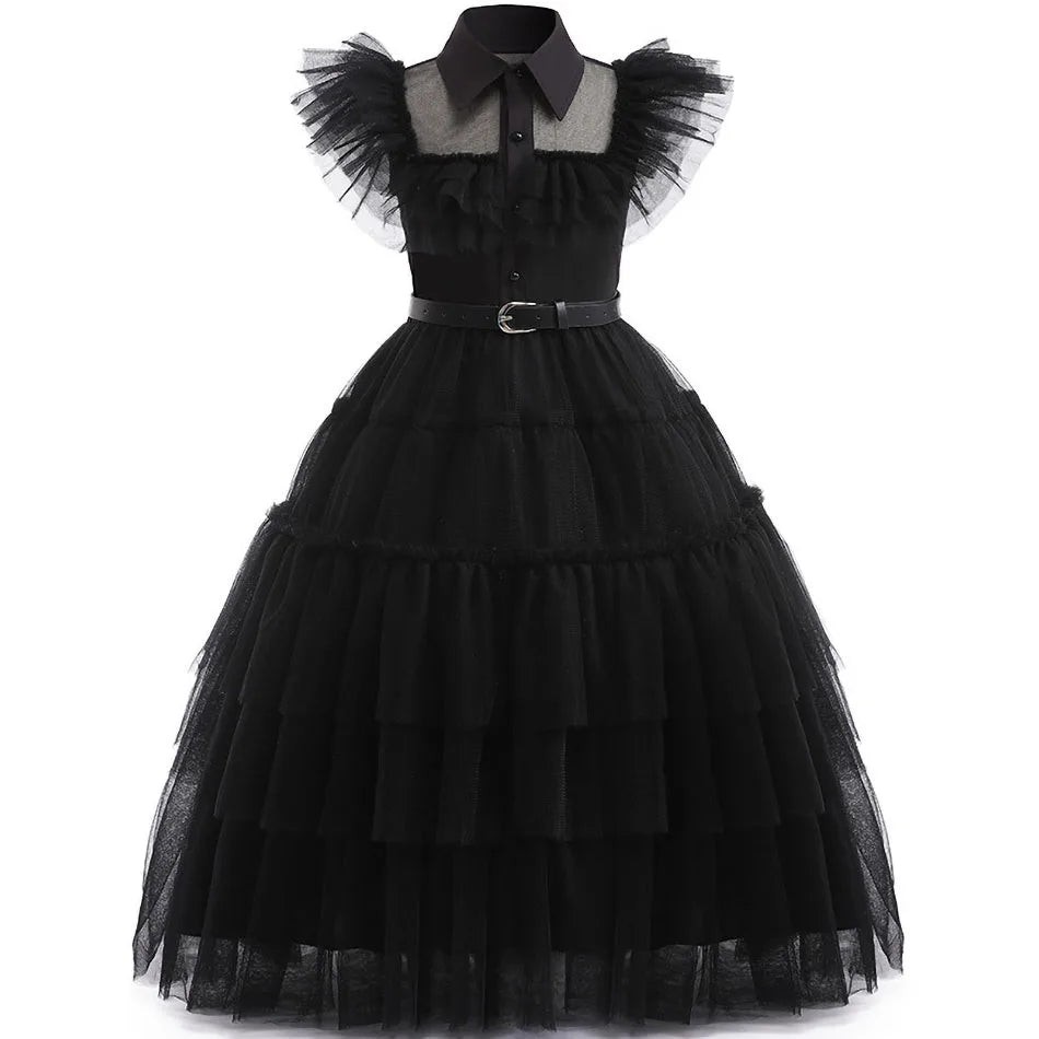 Wednesday Addams Family Black Dress Costume Kids