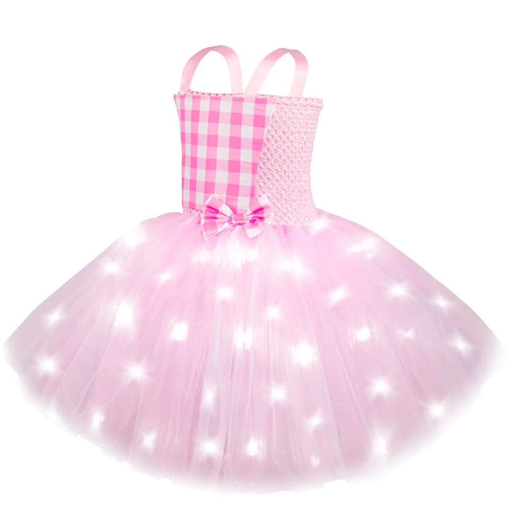 Pink Barbie Costume LED lights Kids