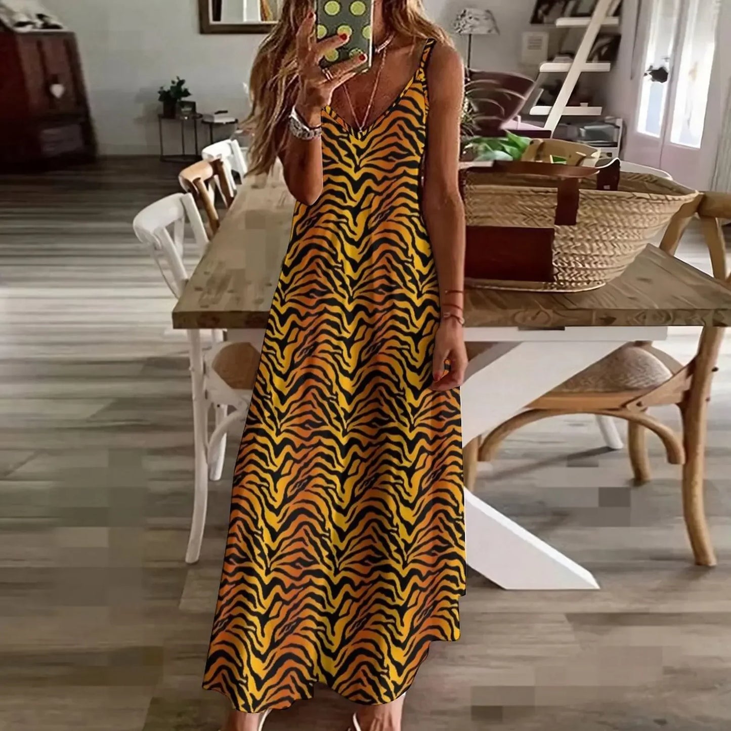 Tiger print Sleeveless Maxi Dress