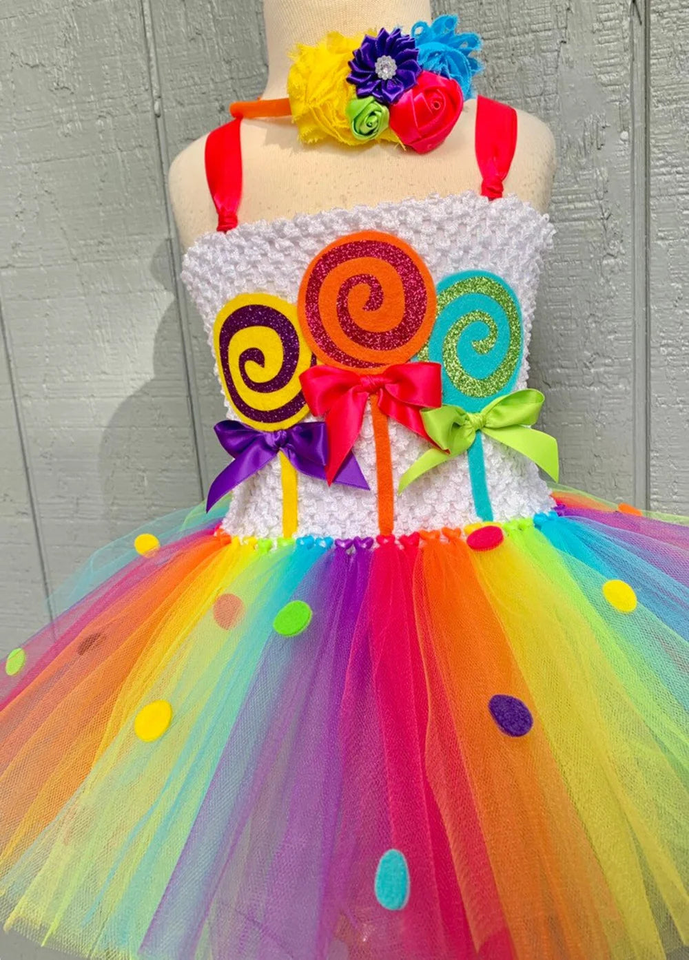 Rainbow Candy Candyland Tutu Lollipop Costume Kids