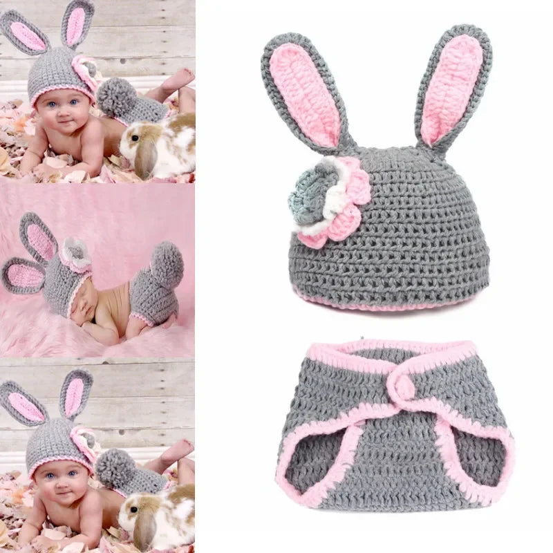 Newborn Costume Crochet Kids Infant Animals Dino Ogre Bunny Lion Bee Snail Fox