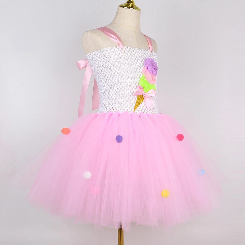 Ice Cream Tutu Dress Costume Kids Pink