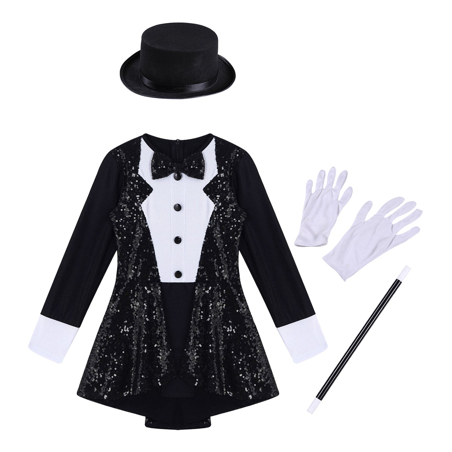 Magician Costume Circus Ring Master Sequin Kids