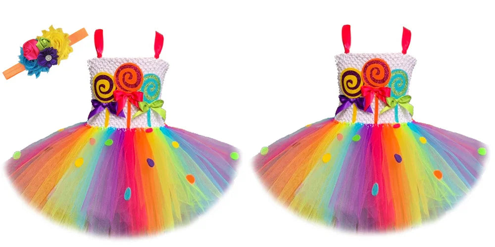 Rainbow Candy Candyland Tutu Lollipop Costume Kids