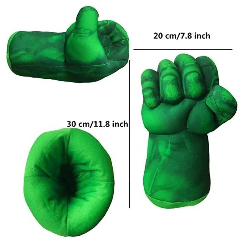 Hulk Muscle Costume Superhero Mask Fist Plush Gloves Kids