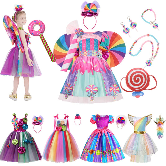 Princess Candy Dress CandyLand lollipop Costume Kids Tutu