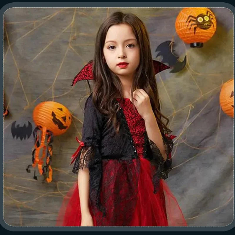 Villain Evil Queen Gothic Devil Vampire Bride Costume Kids