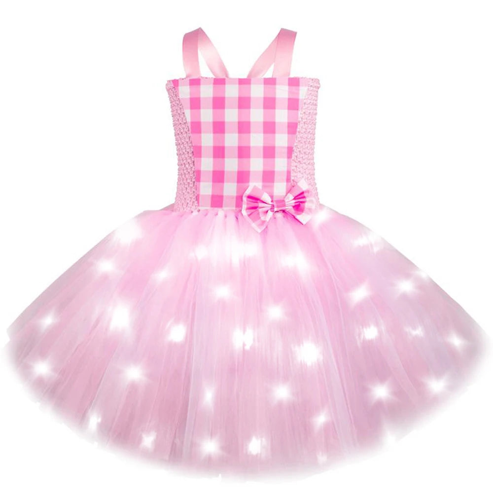 Pink Barbie Costume LED lights Kids