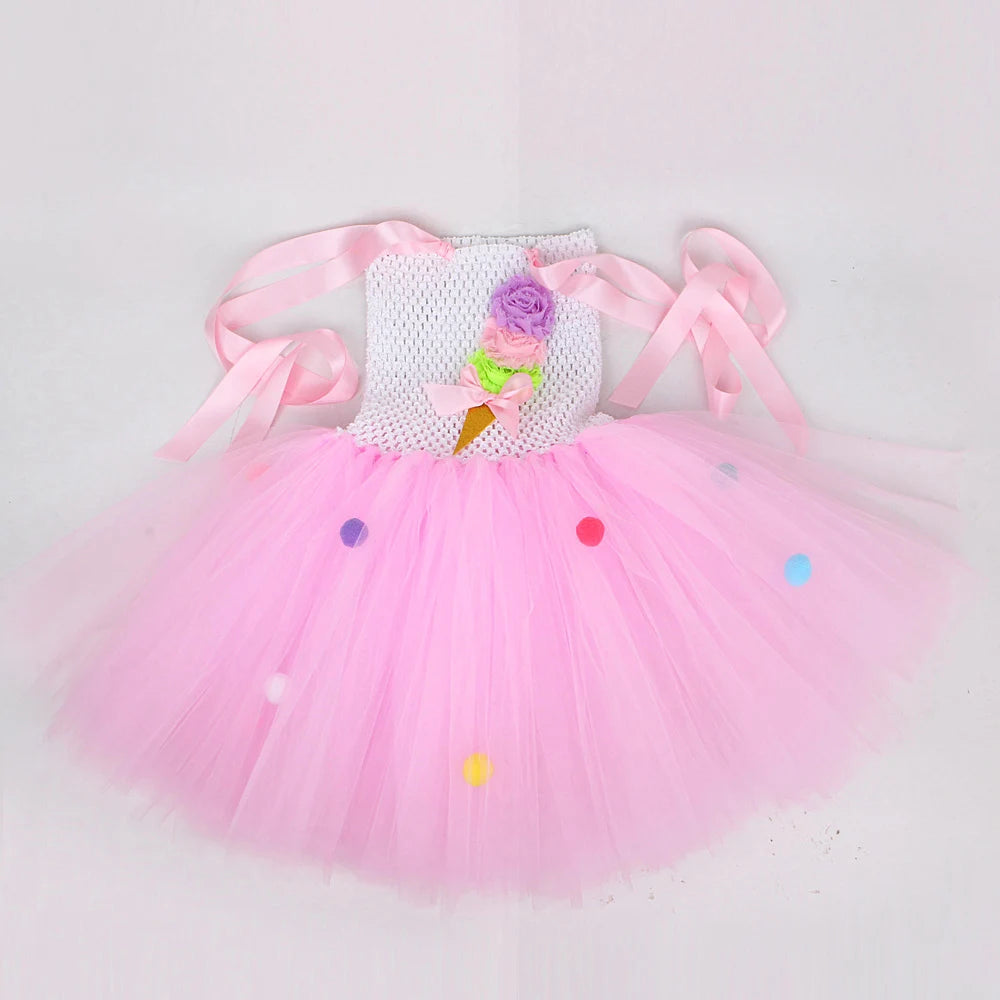 Ice Cream Tutu Dress Costume Kids Pink