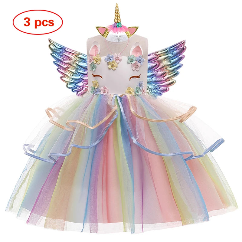 Unicorn Tutu Costume Pastel Rainbow Princess Kids