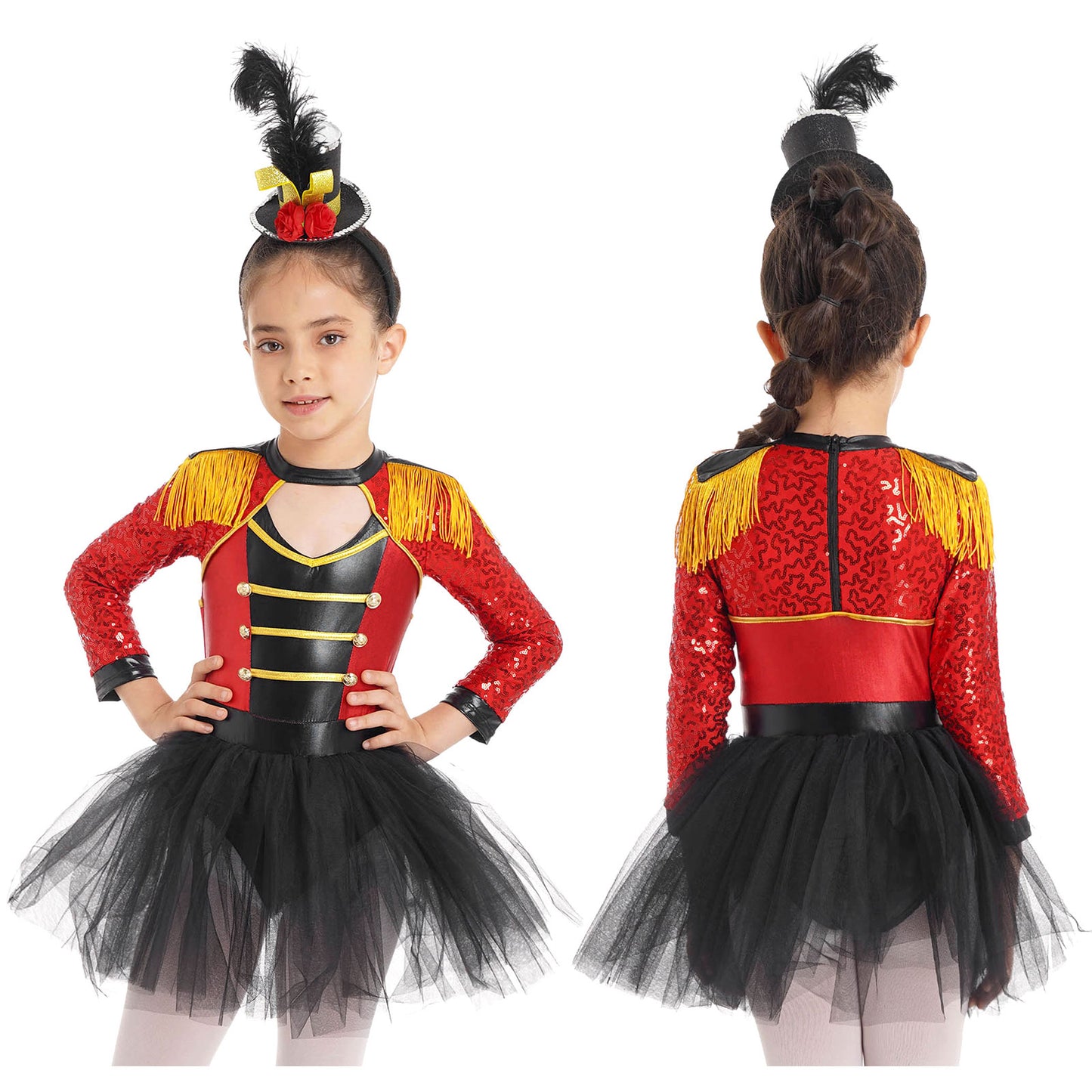 Ringmaster Circus Magician Costumes Sequen Kids